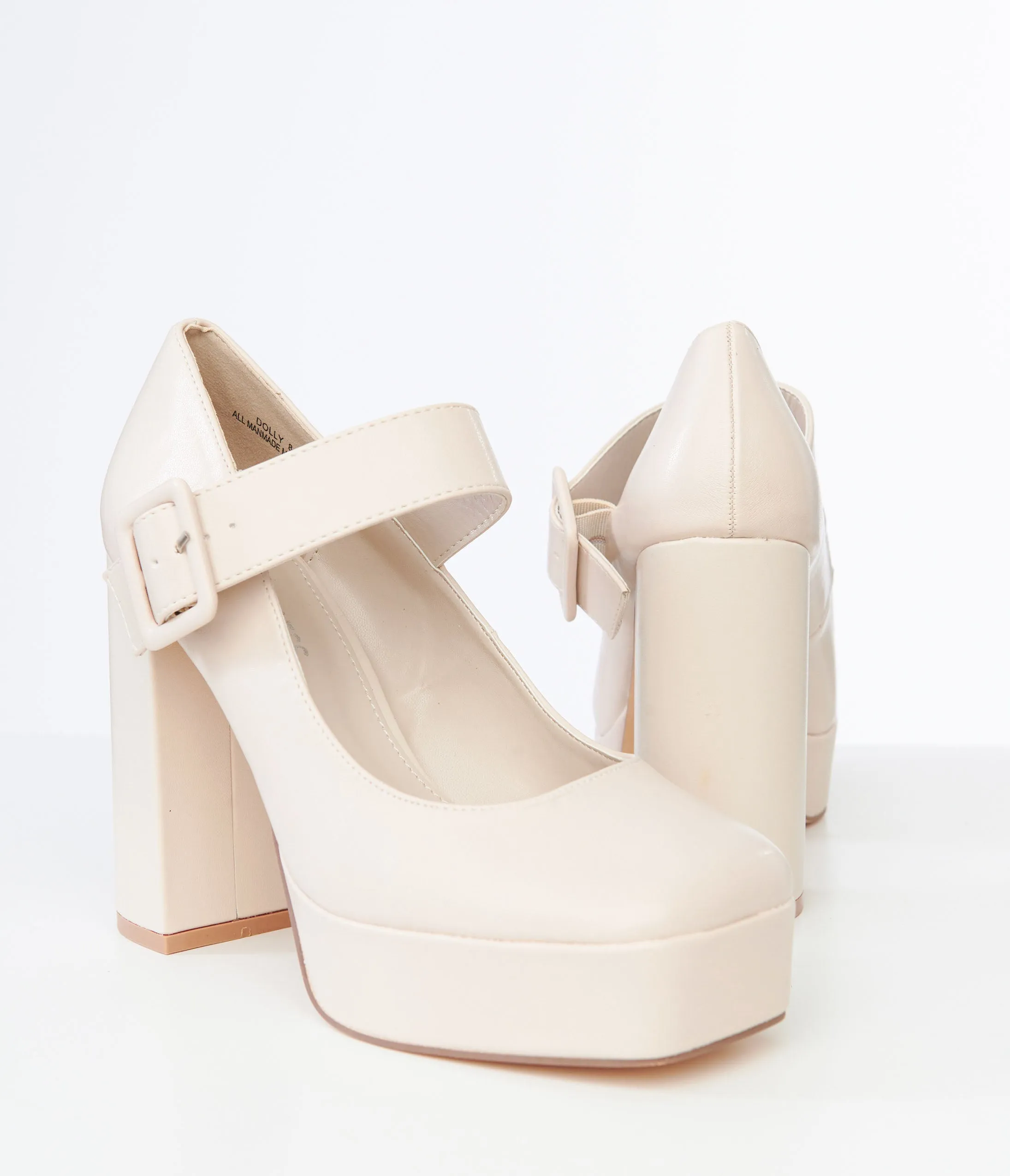 1970s Nude Leatherette Platform Mary Janes