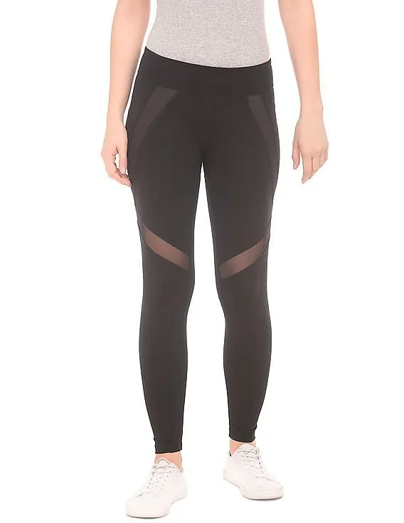 Aeropostale Elasticized Waist Mesh Panel Leggings