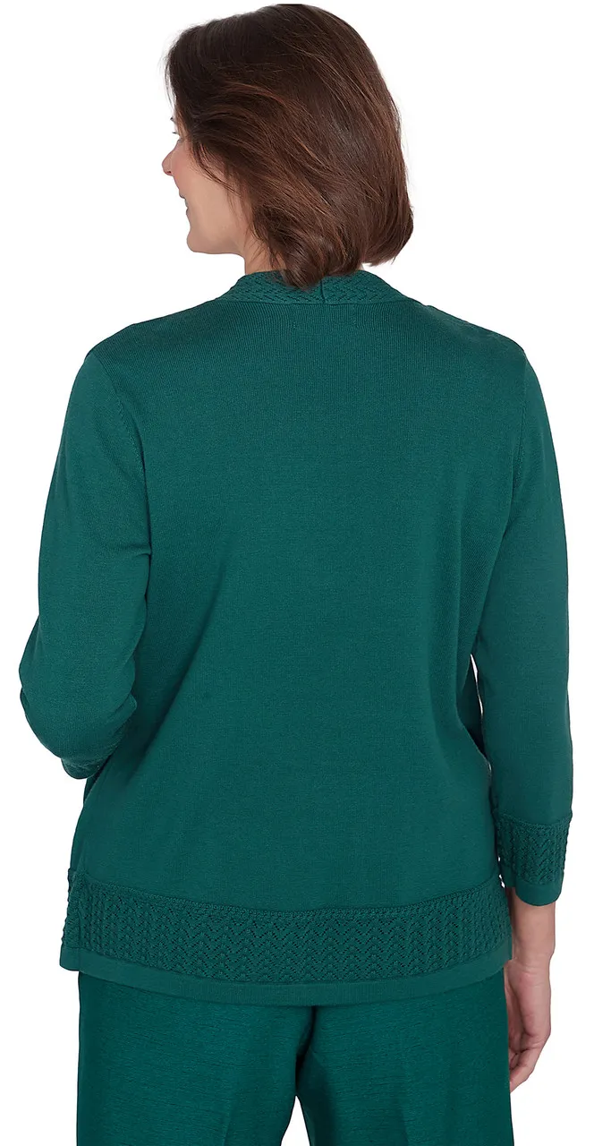 ALFRED DUNNER SWEATER *PETITE* EMERALD TWO IN ONE