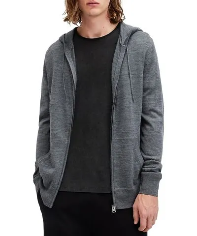 Allsaints Mode Merino Wool Slim Fit Full Zip Hoodie