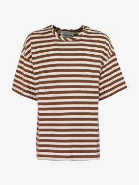 Amaranto - T-shirt in lino a righe bicolor