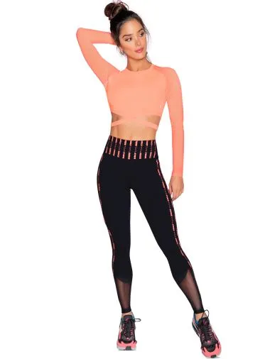 Babalu 9750 Logo Legging Black With Coral