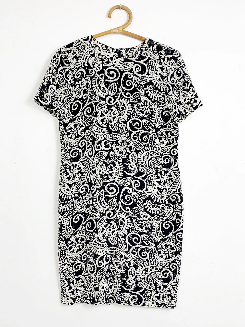 Black and White Graphic Tribal Print Silk Dress