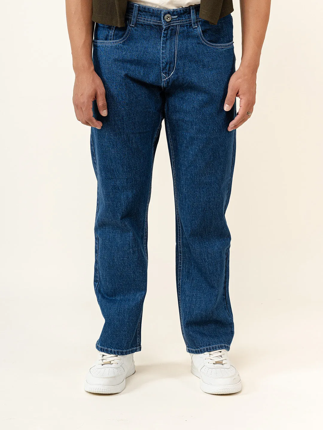 Blue Straight Fit Denim Jeans