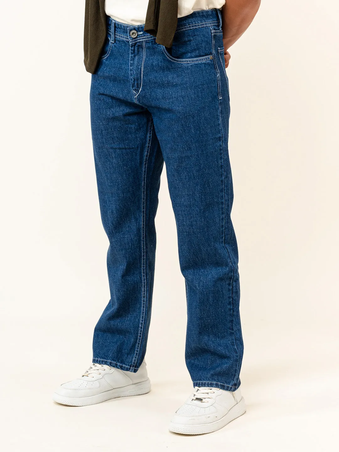 Blue Straight Fit Denim Jeans