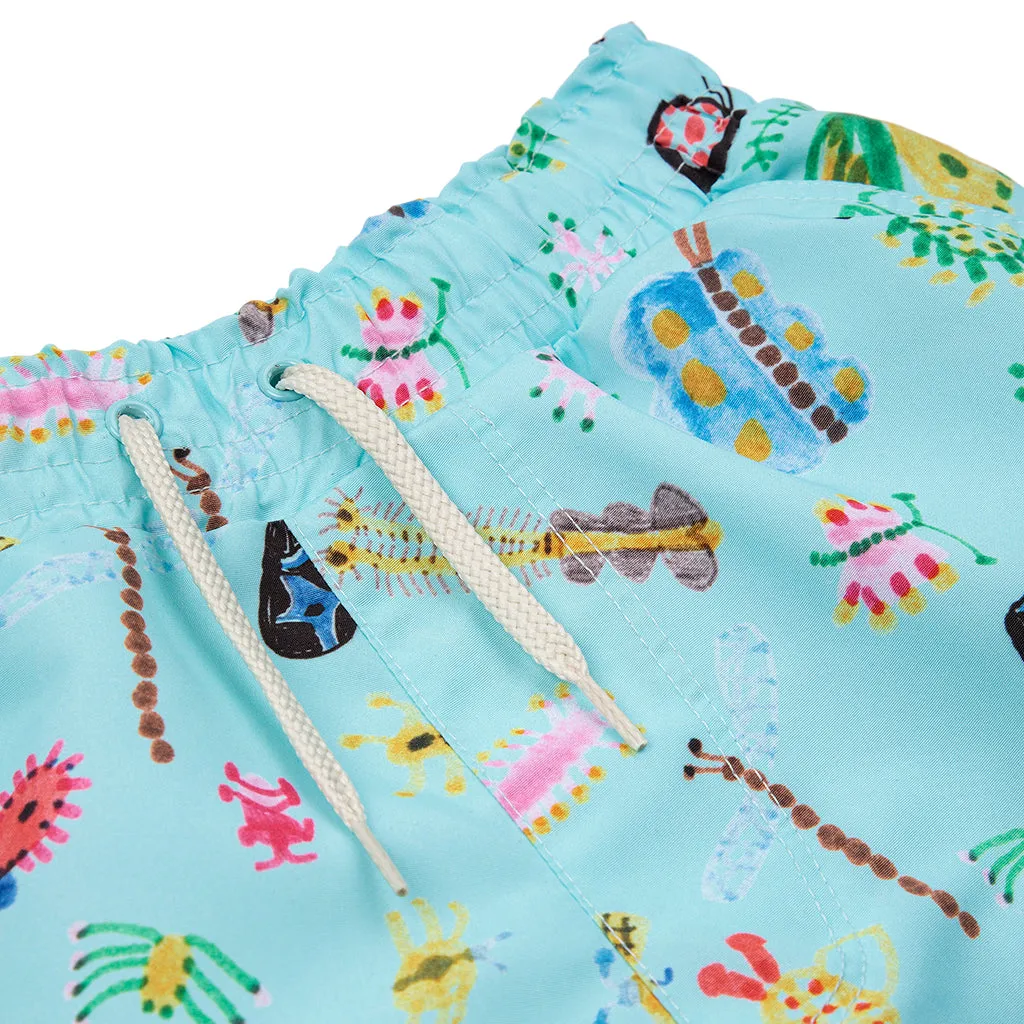 Bobo Choses Child Funny Insects All Over Swim Shorts Aqua Blue