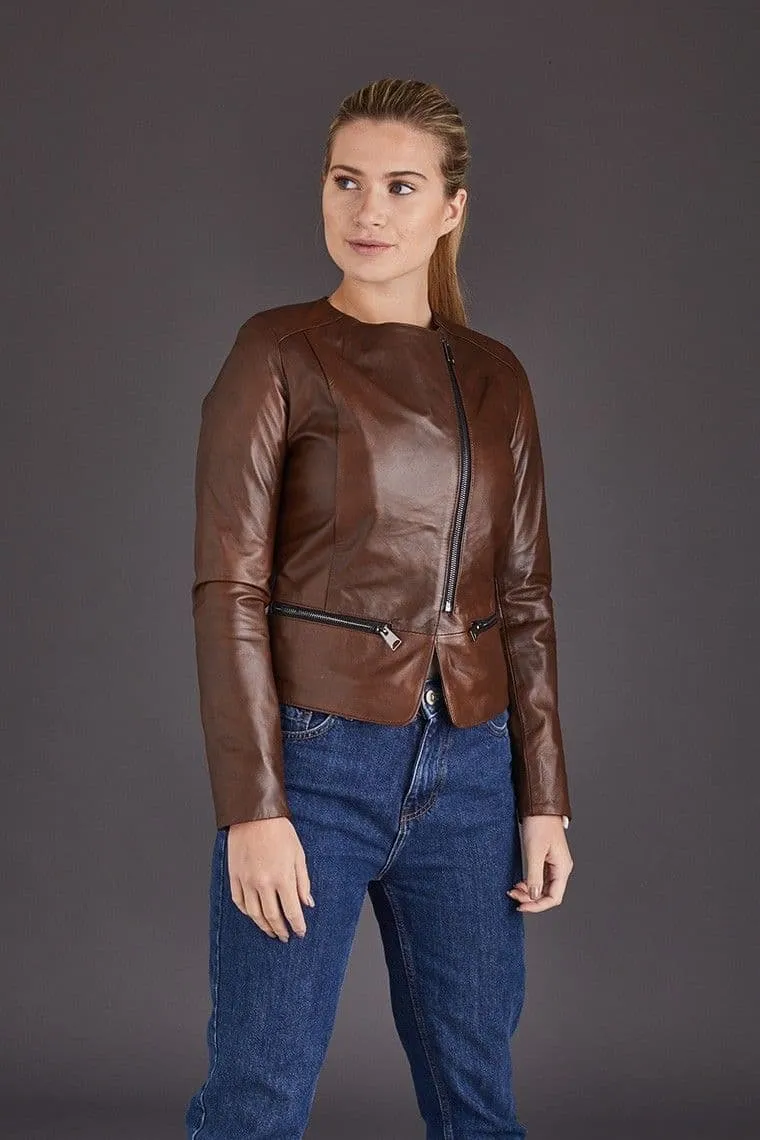 Brown Leather Jackets Womens:Chenel