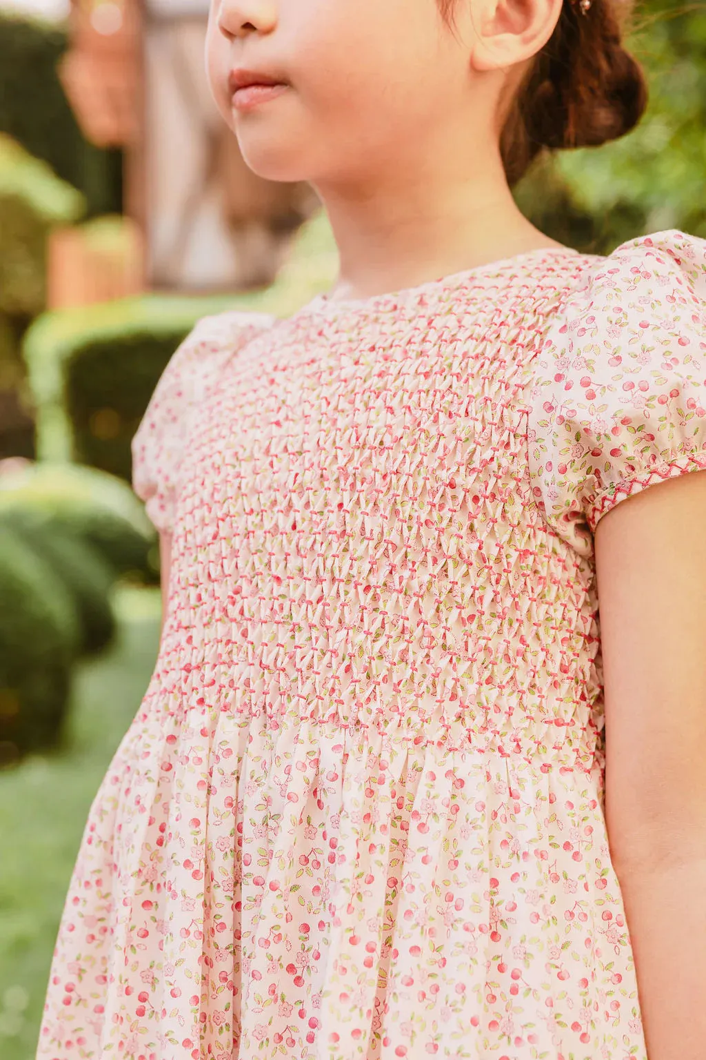 Cherry Floral Smocked Dress