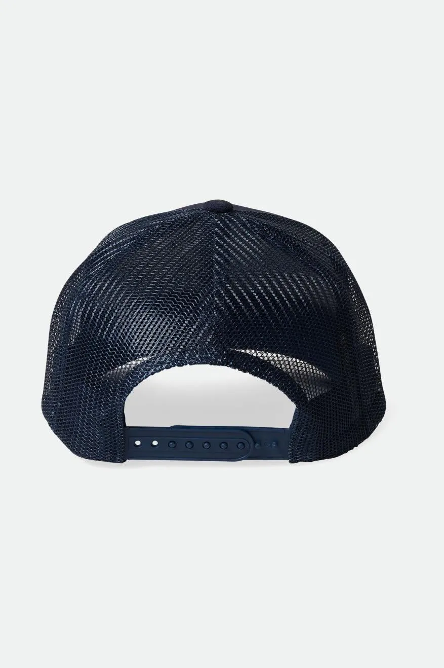 Crest Netplus MP Trucker Hat - Washed Navy/Oatmeal/Marsala Red