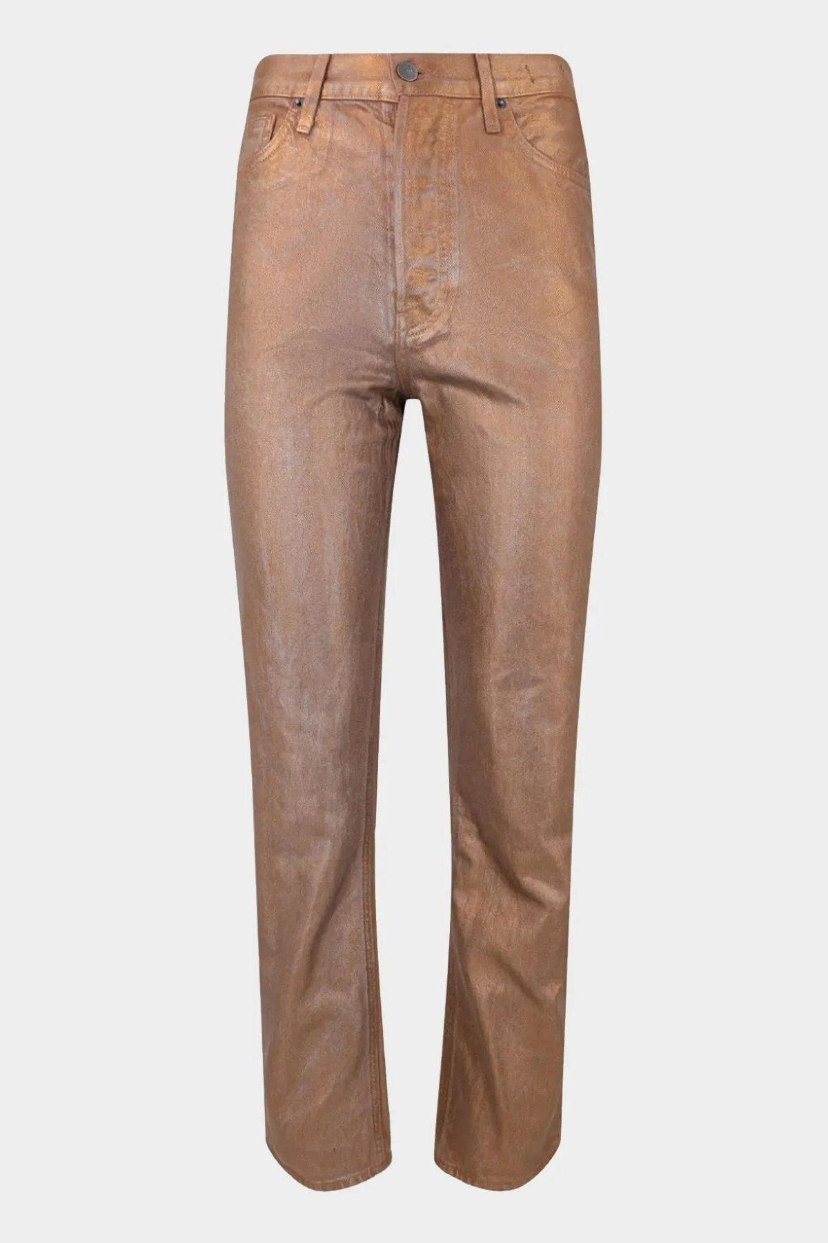 Daniela Metallic Straight-Leg Jeans in Bronze