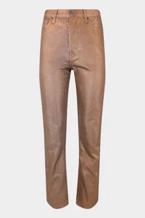 Daniela Metallic Straight-Leg Jeans in Bronze