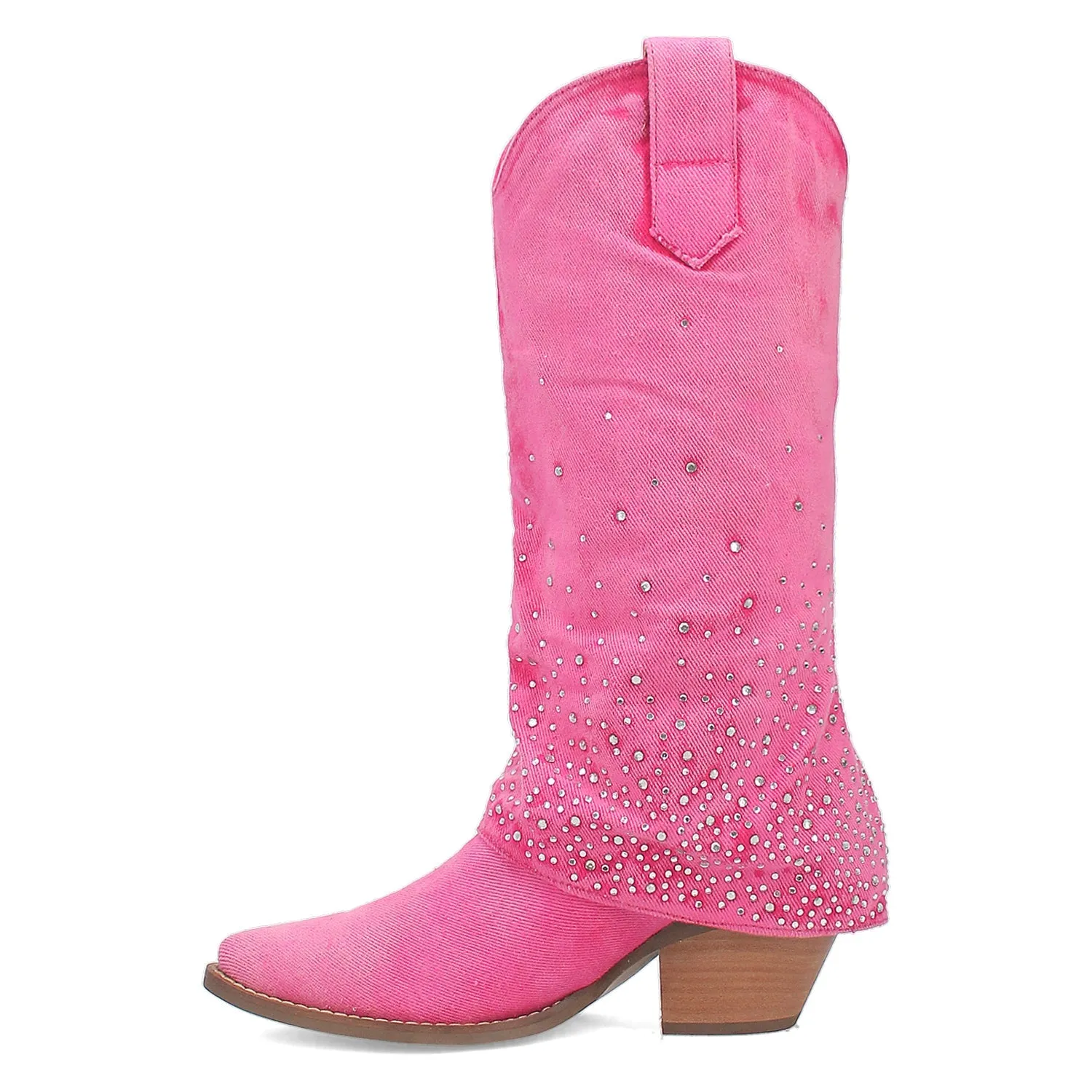 Dingo Womens Eye Candy Pink Denim Cowboy Boots