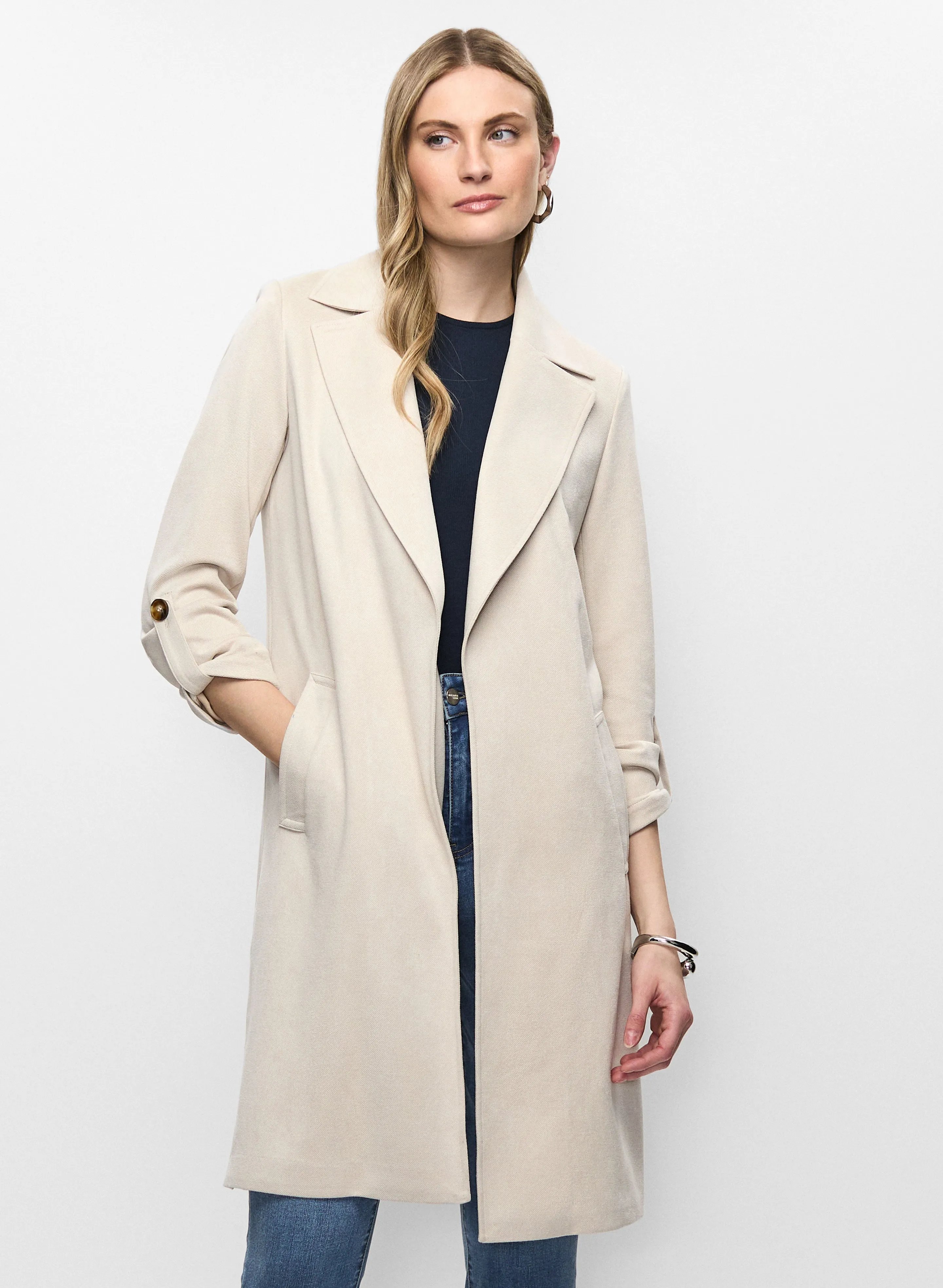 Faux Suede Open Front Jacket