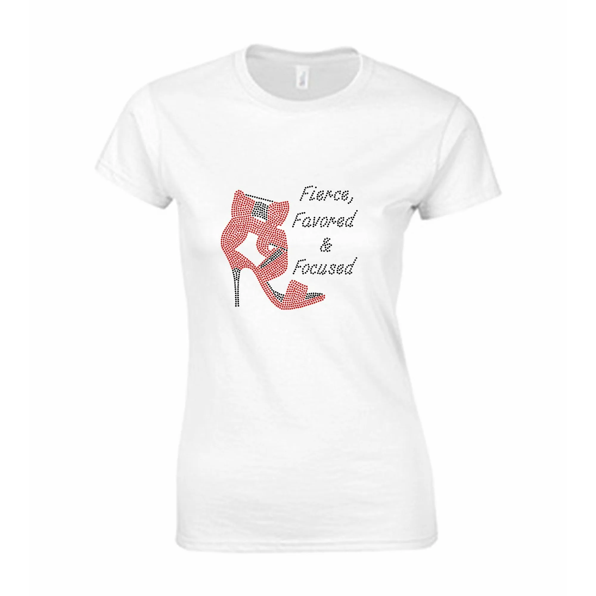 Fierce Favored & Focused Rhinestone Stiletto T-Shirt