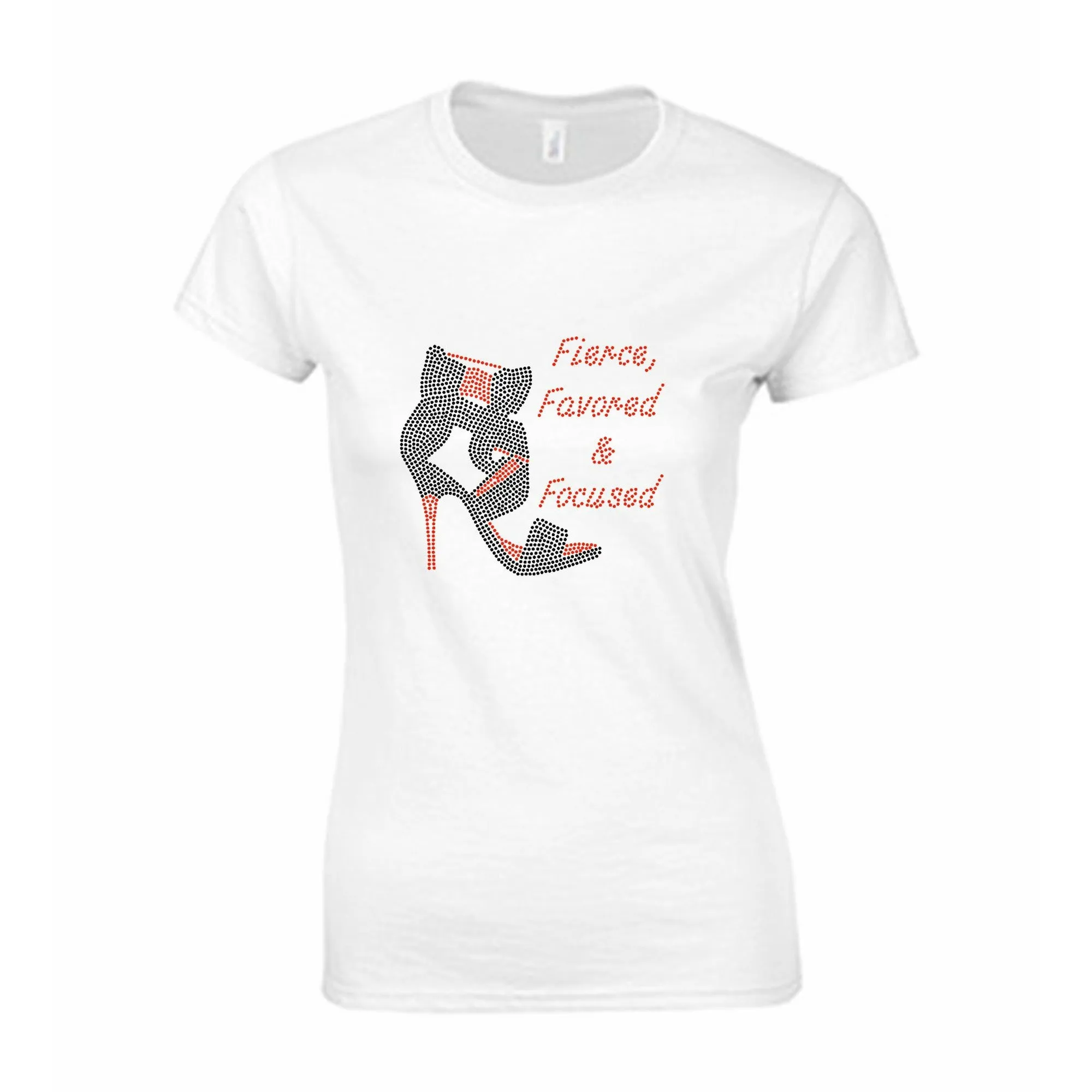 Fierce Favored & Focused Rhinestone Stiletto T-Shirt