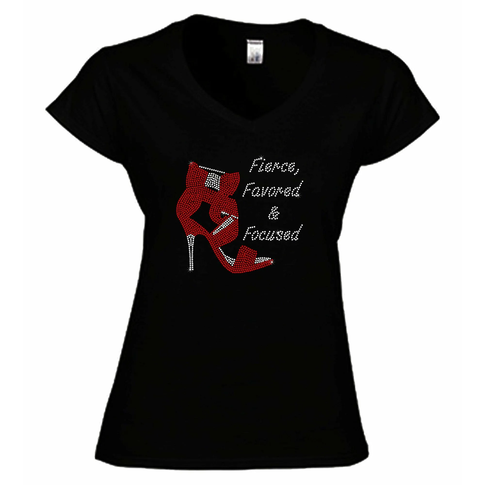 Fierce Favored & Focused Rhinestone Stiletto T-Shirt