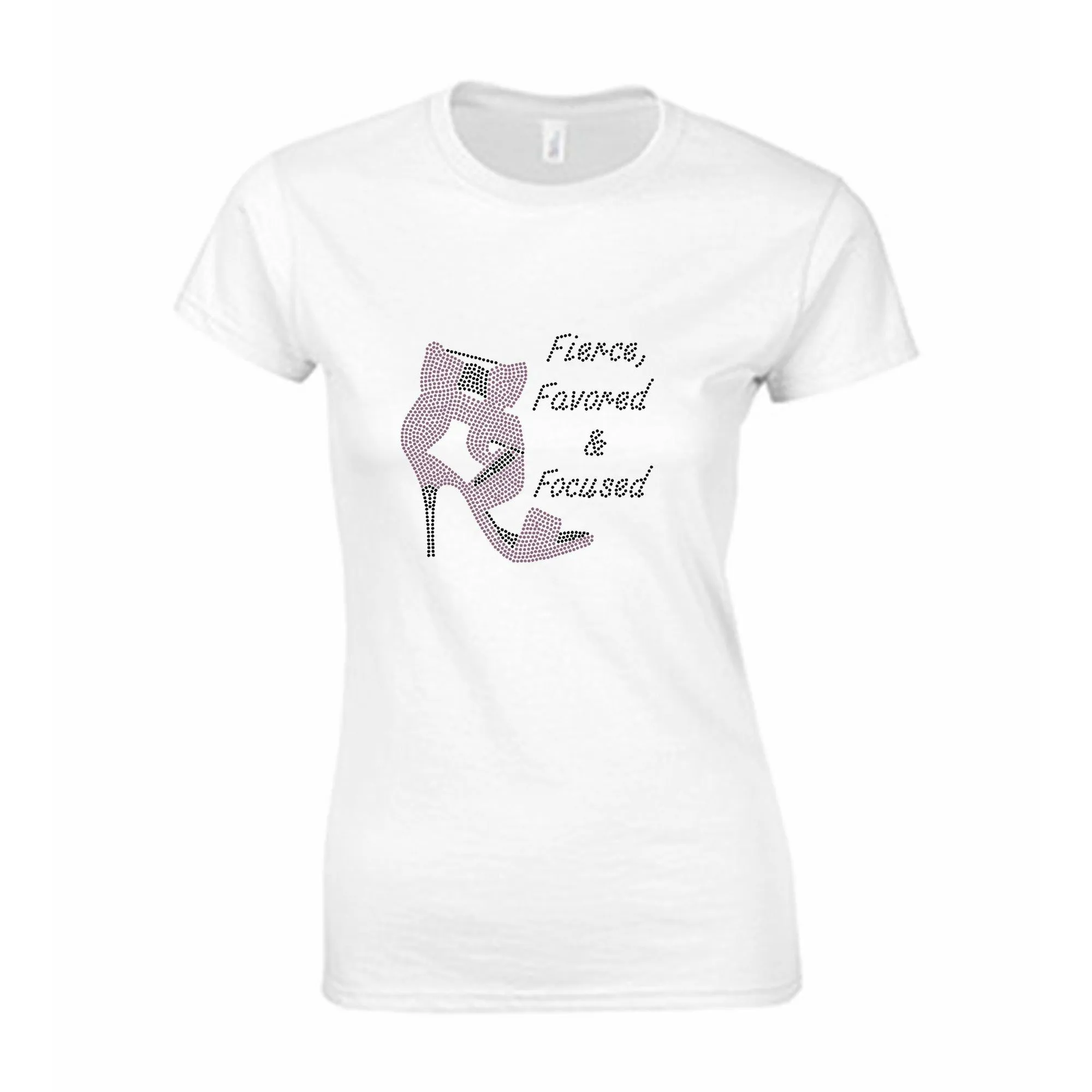 Fierce Favored & Focused Rhinestone Stiletto T-Shirt