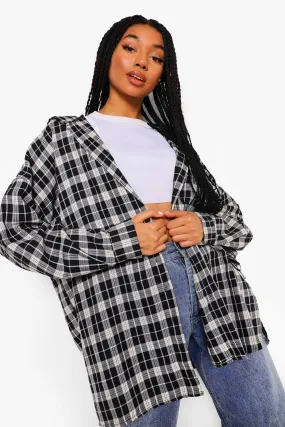 Flannel Oversized Shirt With Hood