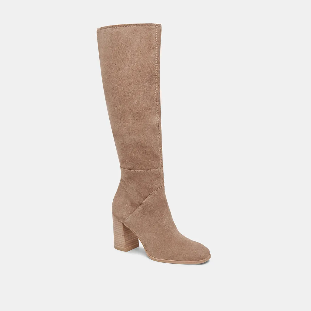 FYNN Wide Calf Boots Truffle Suede | Truffle Suede Knee-High Boots– Dolce Vita 6943099191362