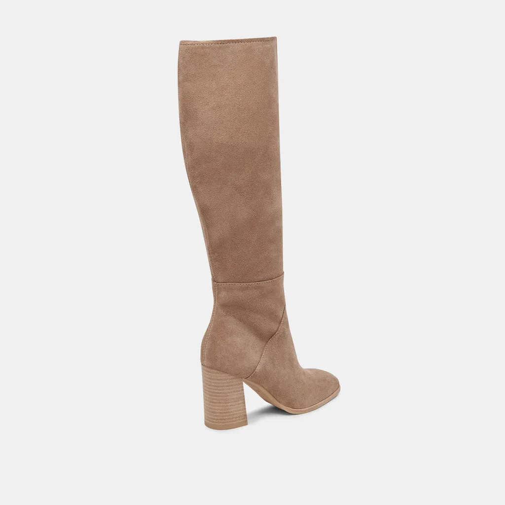 FYNN Wide Calf Boots Truffle Suede | Truffle Suede Knee-High Boots– Dolce Vita 6943099191362