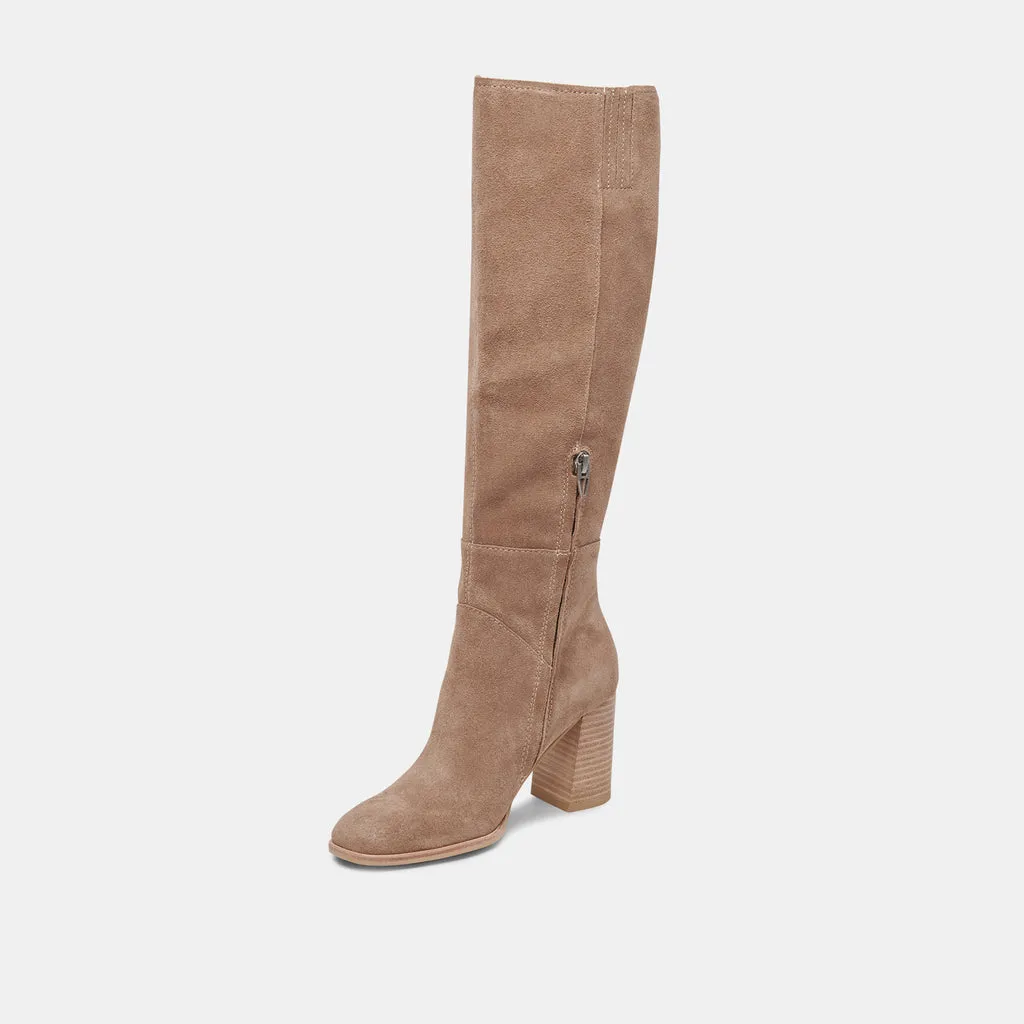 FYNN Wide Calf Boots Truffle Suede | Truffle Suede Knee-High Boots– Dolce Vita 6943099191362