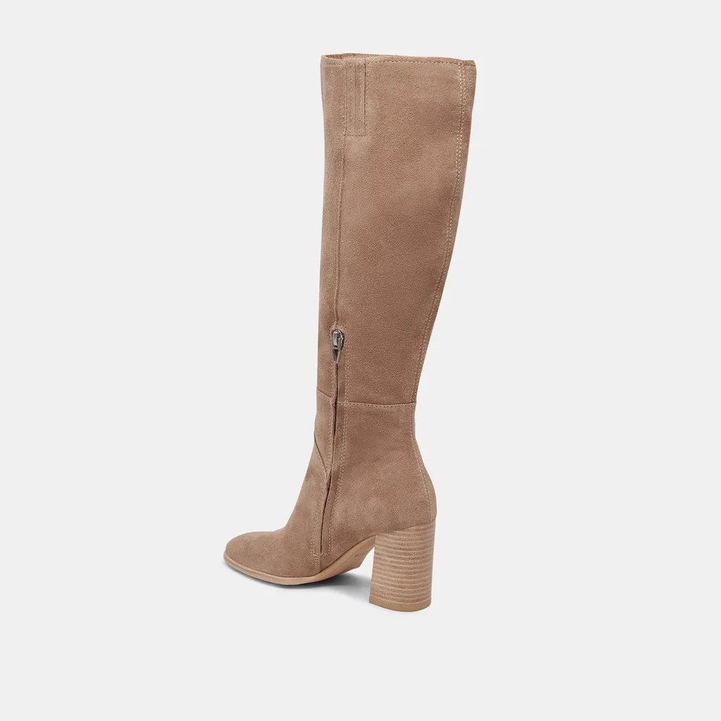 FYNN Wide Calf Boots Truffle Suede | Truffle Suede Knee-High Boots– Dolce Vita 6943099191362