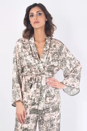 Giacca Kimono Fantasia Cipria/militare