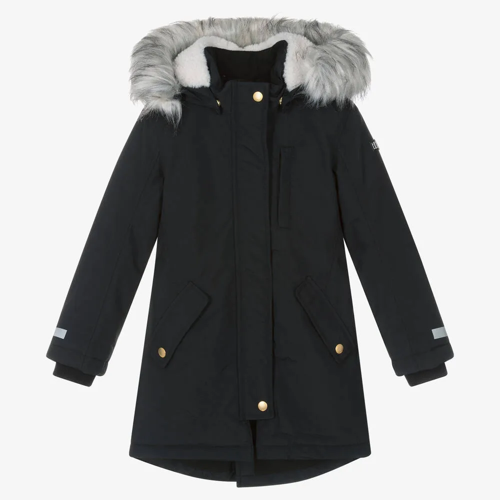 Girls Black Puffer Winter Coat