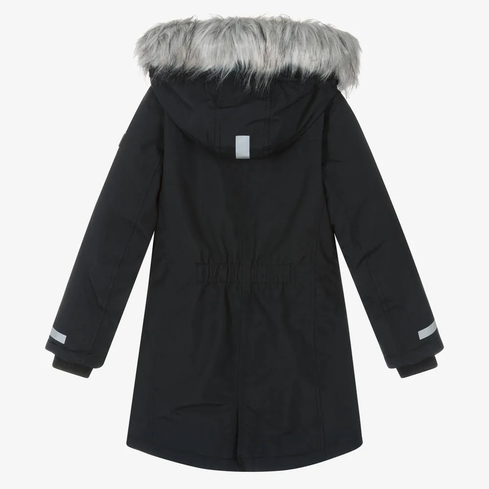 Girls Black Puffer Winter Coat