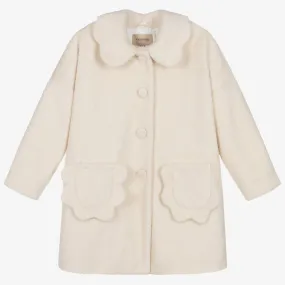 Girls Ivory Teddy Fleece Coat 