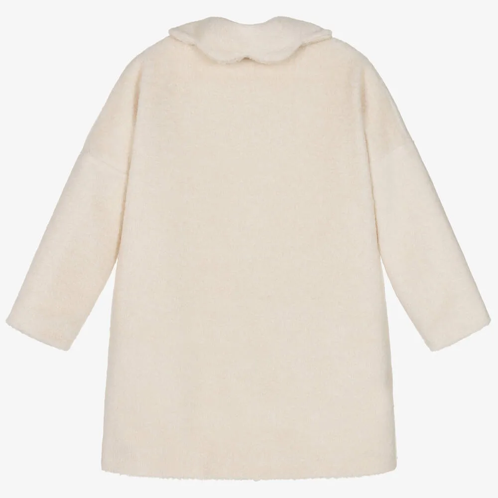 Girls Ivory Teddy Fleece Coat 