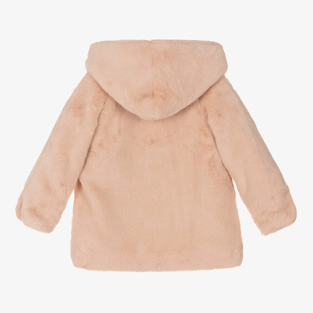 Girls Pink Faux Fur Coat