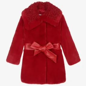 Girls Red Faux Fur Coat