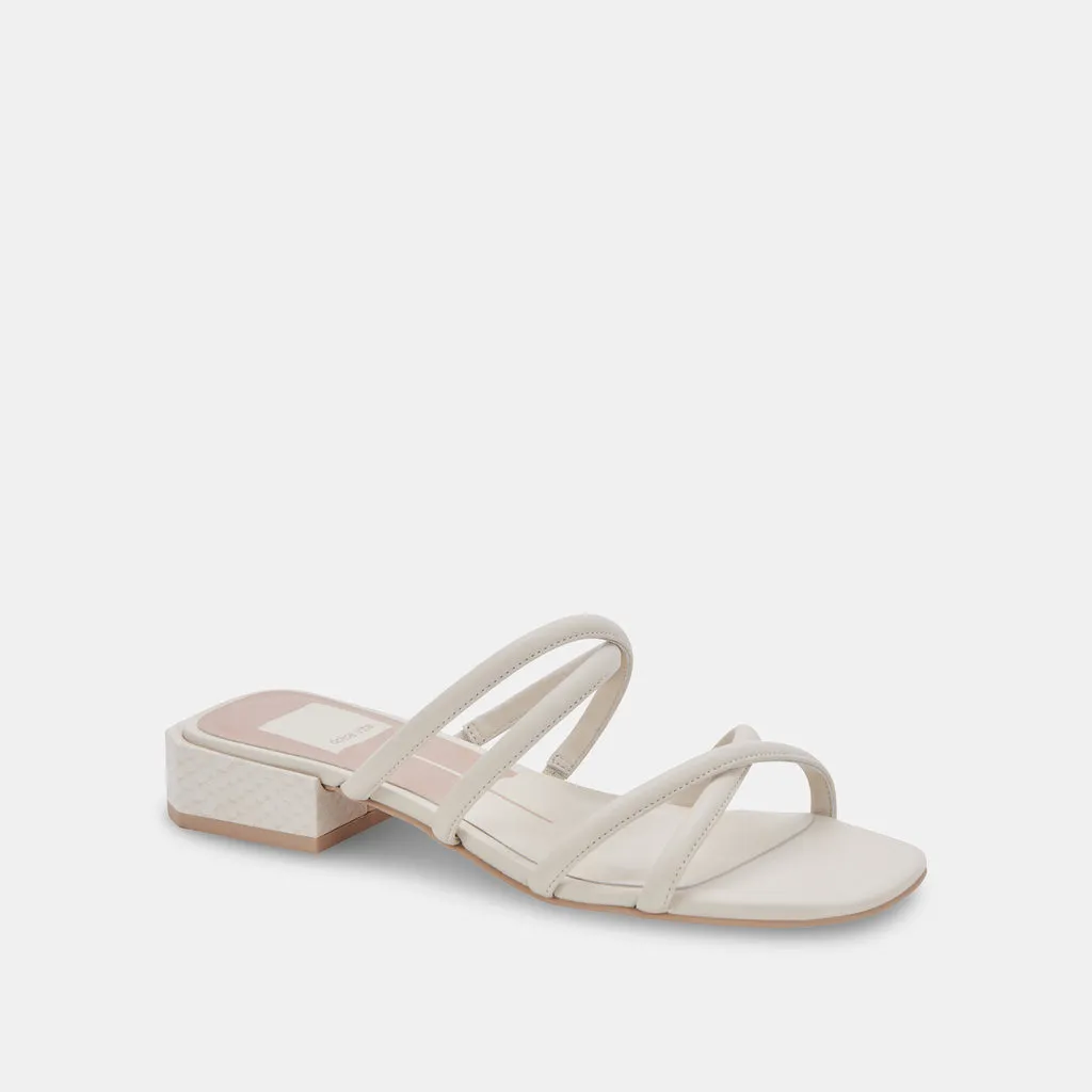 HAPI Wide Sandals Ivory Leather | Ivory Leather Low Heel Sandals– Dolce Vita 6895820472386