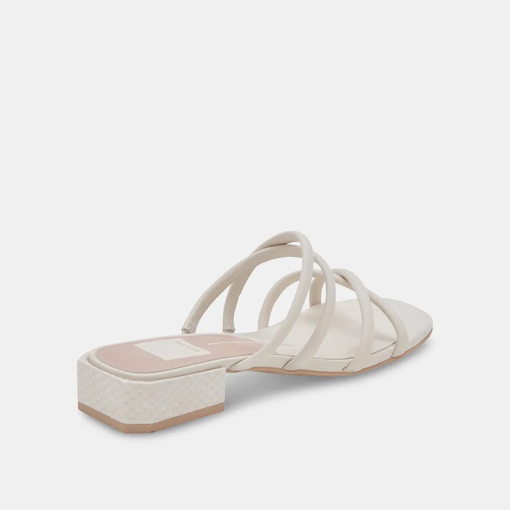 HAPI Wide Sandals Ivory Leather | Ivory Leather Low Heel Sandals– Dolce Vita 6895820472386