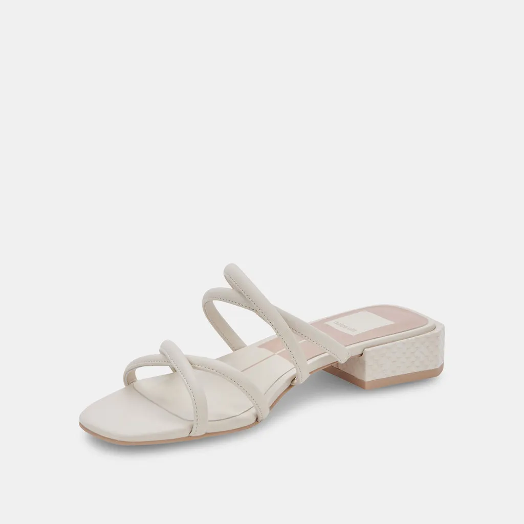 HAPI Wide Sandals Ivory Leather | Ivory Leather Low Heel Sandals– Dolce Vita 6895820472386