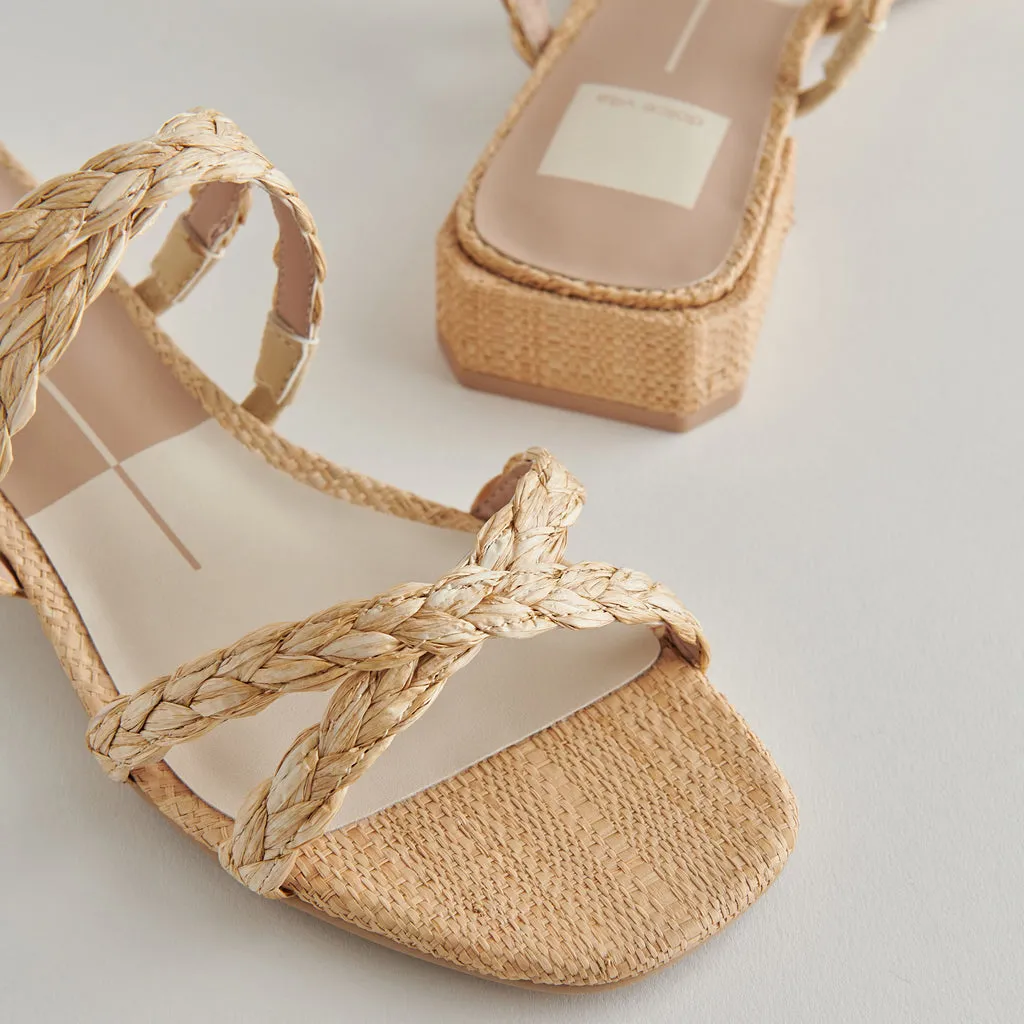 HAPI Wide Sandals Natural Raffia | Natural Raffia Low Heel Sandals– Dolce Vita 6895820963906