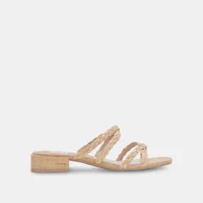 HAPI Wide Sandals Natural Raffia | Natural Raffia Low Heel Sandals– Dolce Vita 6895820963906