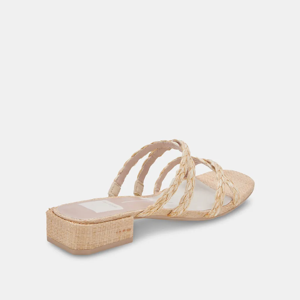 HAPI Wide Sandals Natural Raffia | Natural Raffia Low Heel Sandals– Dolce Vita 6895820963906