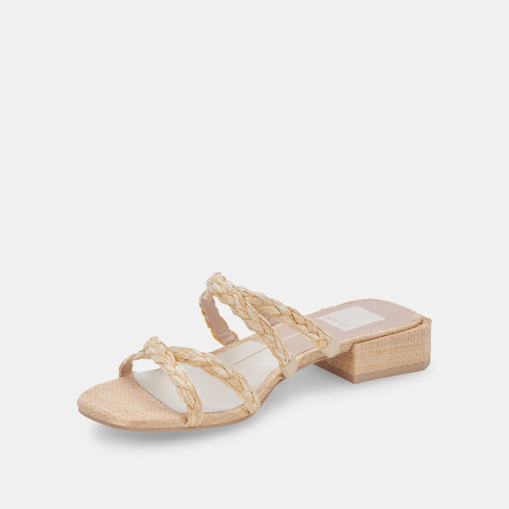 HAPI Wide Sandals Natural Raffia | Natural Raffia Low Heel Sandals– Dolce Vita 6895820963906