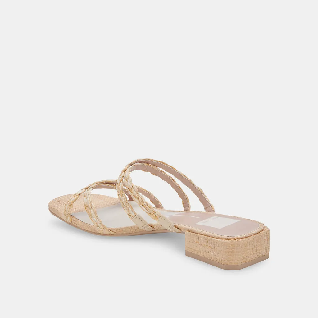 HAPI Wide Sandals Natural Raffia | Natural Raffia Low Heel Sandals– Dolce Vita 6895820963906