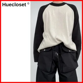 HUE  |Street Style Collaboration Long Sleeves Plain Oversized