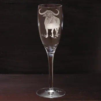 Kevin's Crystal African Theme 7 oz Champagne Glasses (Set of 6)