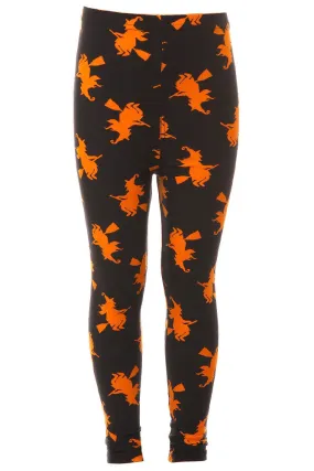 Kid's Halloween Witch Pattern Printed Leggings