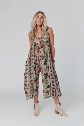 Leona Floral Printed Jumpsuit - Sage