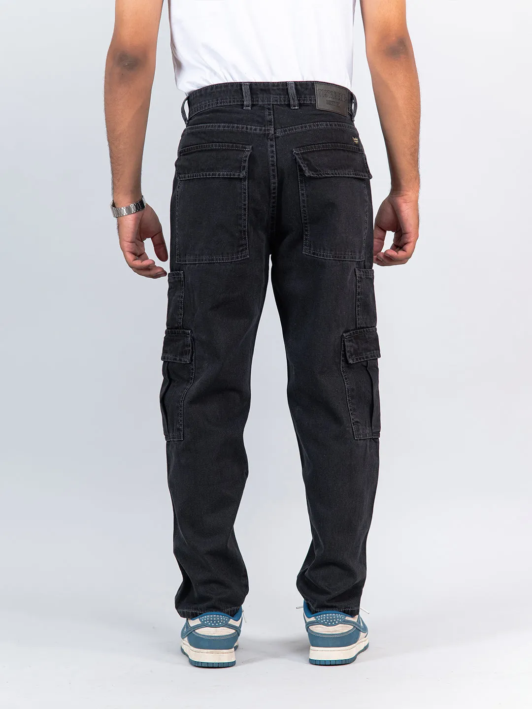 Light Black Cargo Baggy Fit Denim Jeans