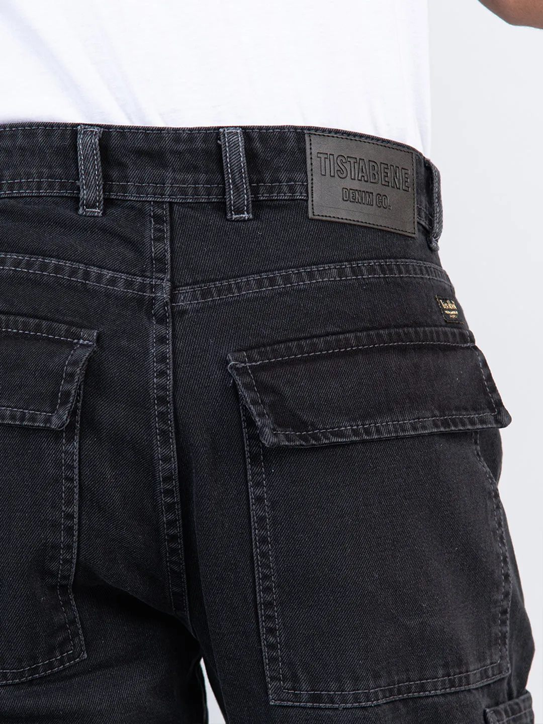 Light Black Cargo Baggy Fit Denim Jeans