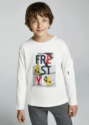 L/s freestyle t-shirt for teen boy - Cream