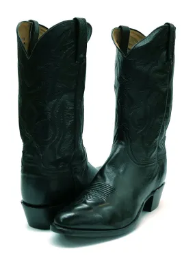 Lucchese T3094-R4 Mens Lone Star Calf R-Toe Cowboy Boots Black