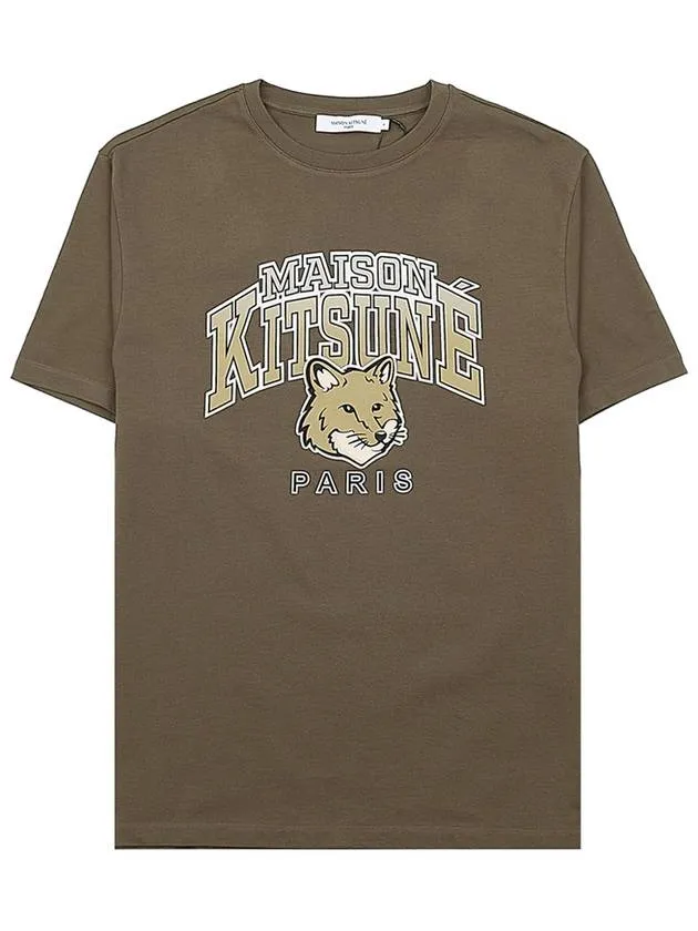 Maison Kitsune Men's Campus Fox Relax TShirt LM00112KJ0035 KHAKI